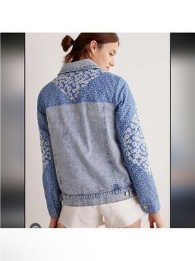 Avec Les Filles Floral Denim Patchwork Jacket